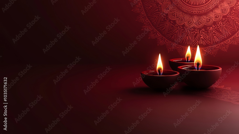 Diwali background with 3 burning lamps Diwali background with 3 burning lamps
