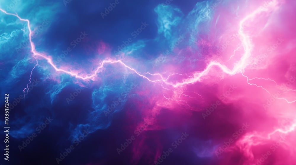 Vibrant Lightning in Colorful Cloudy Background Vibrant Lightning in Colorful Cloudy Background