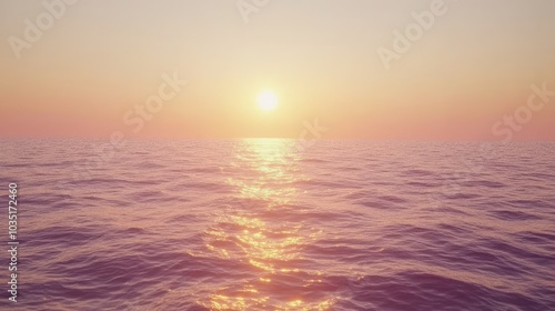 Serene Sunset Over Calm Ocean Waters