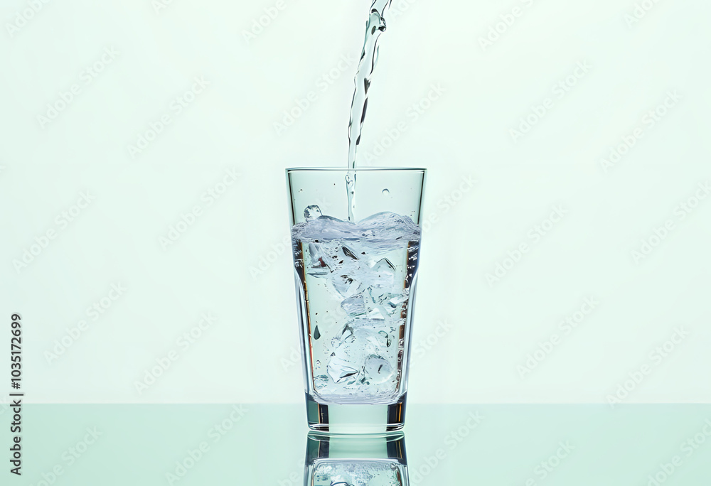 Pouring water into a glass on a white background with copy space Pouring water into a glass on a white background with copy space