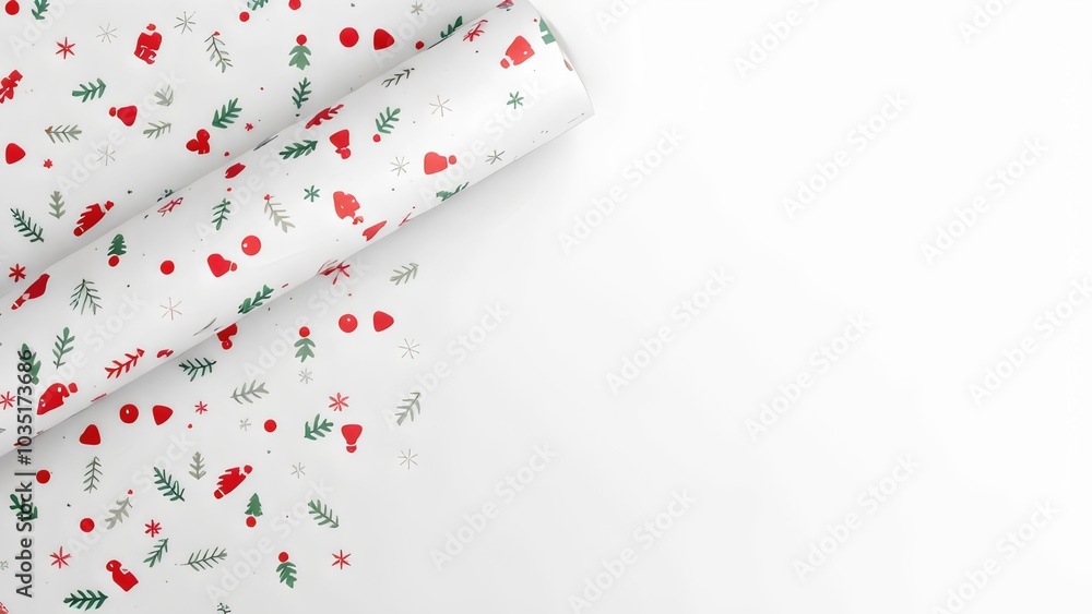 Obraz premium Christmas Wrapping Paper Rolls on a White Background for Holiday Gift and Packaging