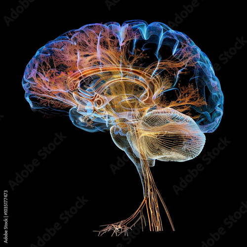 An representation of the human brain in three dimensions