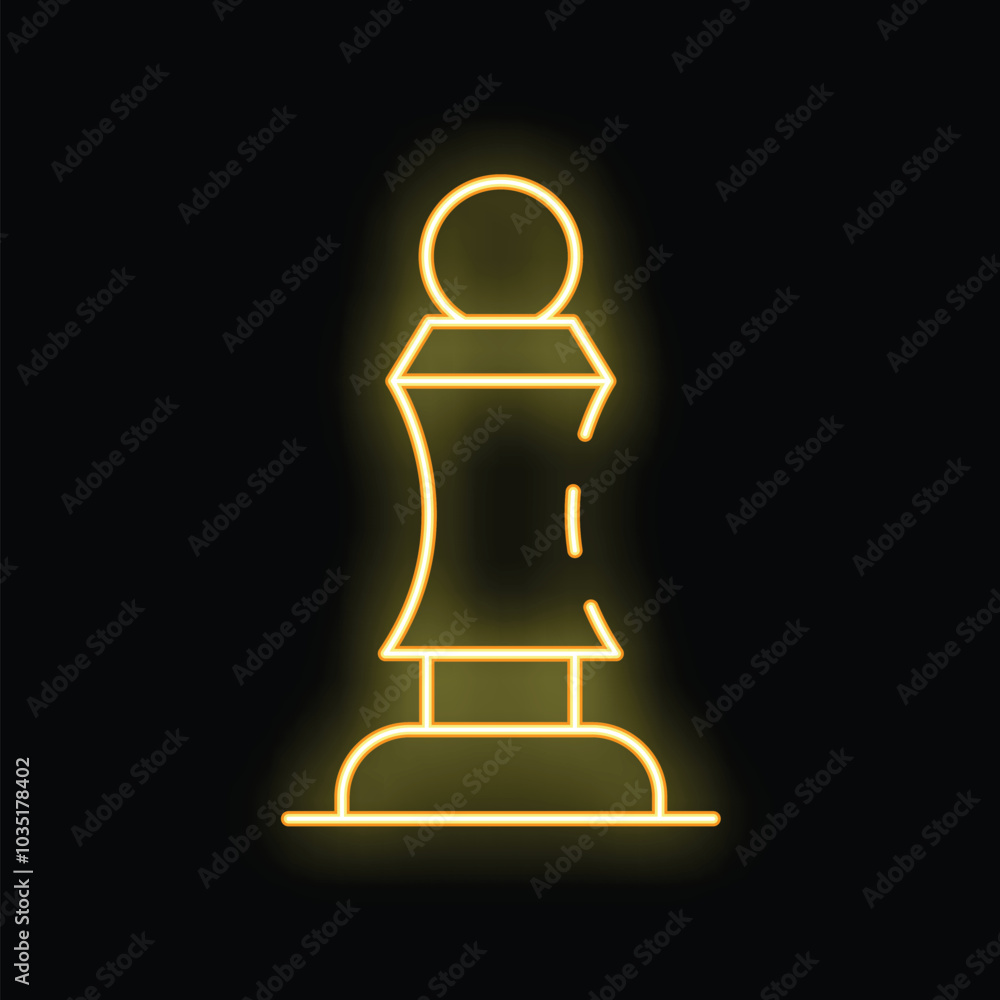 Glowing neon line chess pawn icon isolated on black background. Chessman figure. Vector illustration