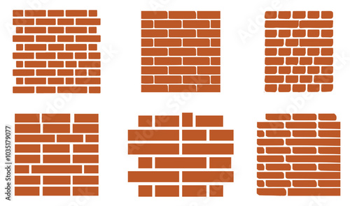 Collection Set Brick Wall Structure Logotype