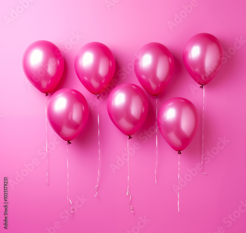 Bunch of red and magenta balloons for party invite or birthday card