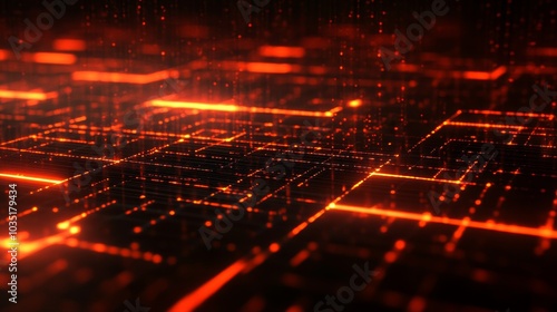 Digital data lights illuminate the futuristic cityscape at night, high-tech city skyline, illuminated circuit board streets, data flow visualization, and sci-fi urban scene.