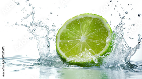 lime , lemon in water spash,green.