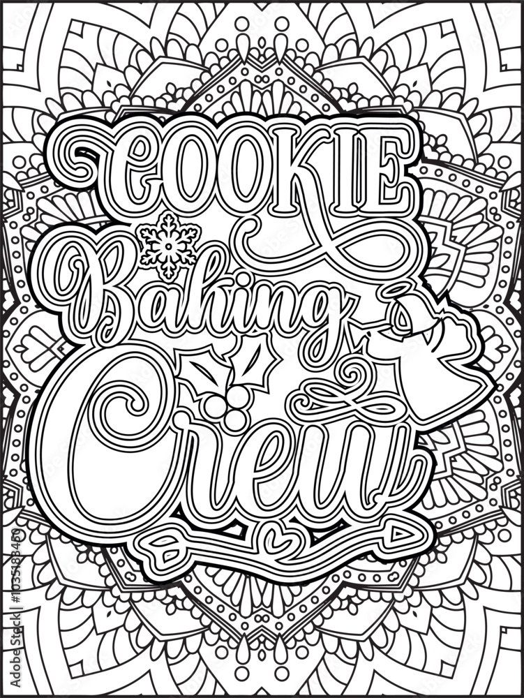 Fototapeta premium Christmas Quote Coloring Page for Adults. Christmas Motivational Quote Coloring Page