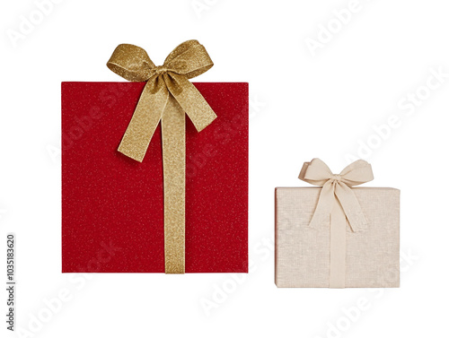 Beautifully wrapped presents in red and gold perfect for any festive celebration