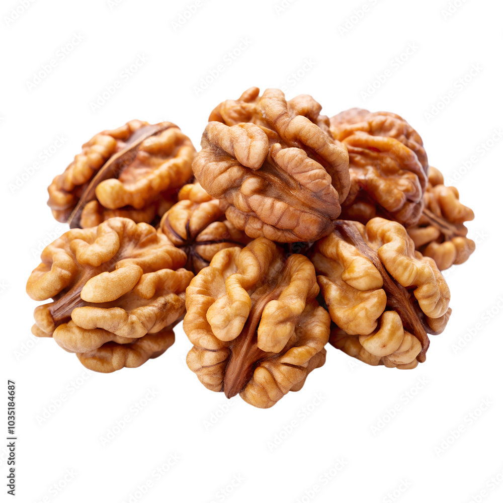 Walnut pieces isolated on transparent background Walnut pieces isolated on transparent background