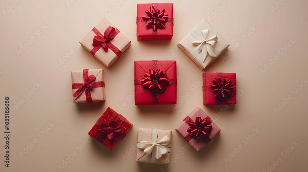Festive Gifts Arranged in Concentric Circles Festive Gifts Arranged in Concentric Circles