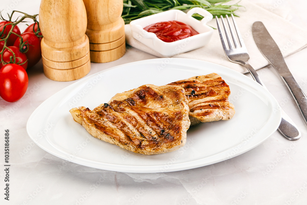 Grilled pork steak with sauce Grilled pork steak with sauce