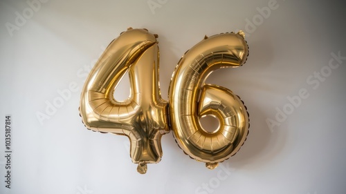 Golden Balloons Shaped as the Number 46 for a Birthday Celebration Backdrop photo