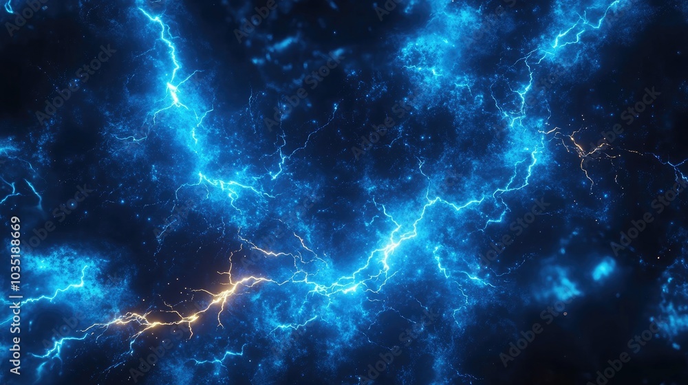Electrifying Blue and Yellow Lightning Bolts in a Dynamic Abstract Energy Background Electrifying Blue and Yellow Lightning Bolts in a Dynamic Abstract Energy Background