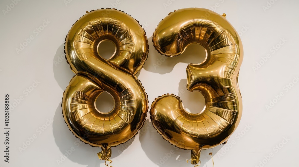 Obraz premium Golden Balloons Shaped as the Number 83 for a Birthday Celebration Background