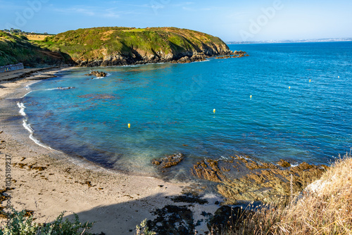 Port Morvan beach near Pleneuf val andre, Armor Coast, Brittany in France photo