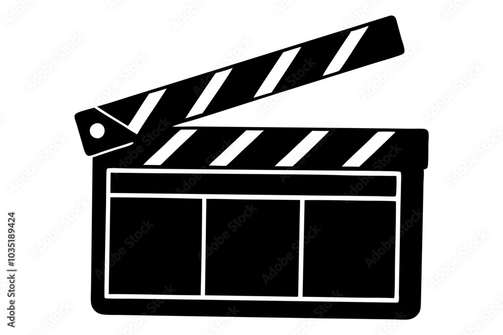Fototapeta premium Movie clapperboard silhouette, Clapperboard glyph icon, Movie clapper board, Clapboard Silhouette 