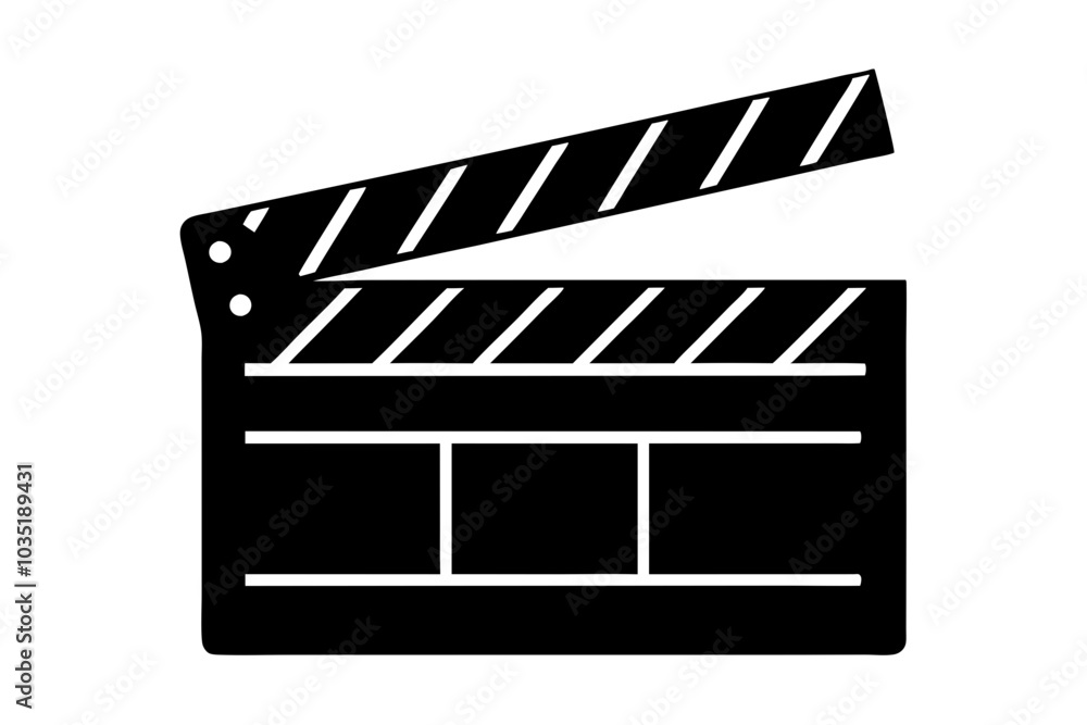 Fototapeta premium Movie clapperboard silhouette, Clapperboard glyph icon, Movie clapper board, Clapboard Silhouette 