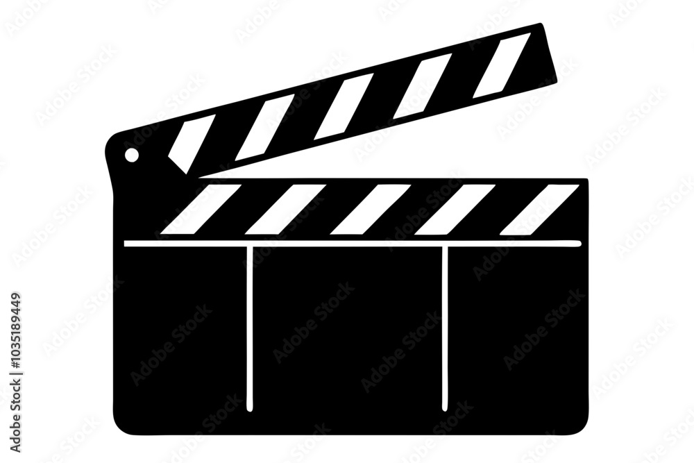 Fototapeta premium Movie clapperboard silhouette, Clapperboard glyph icon, Movie clapper board, Clapboard Silhouette