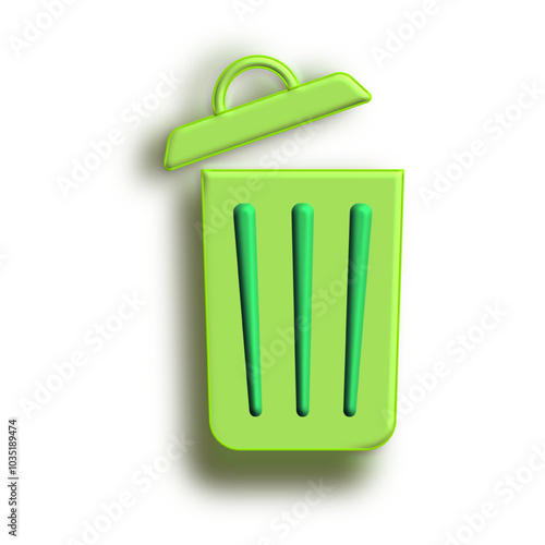 Trash can, trash bin. Environment garbage concept. 3d vector icon. Cartoon minimal style.