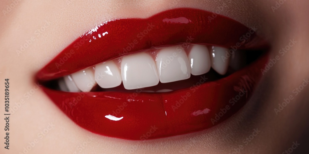 Obraz premium Smiling Lip Makeup - Close Up