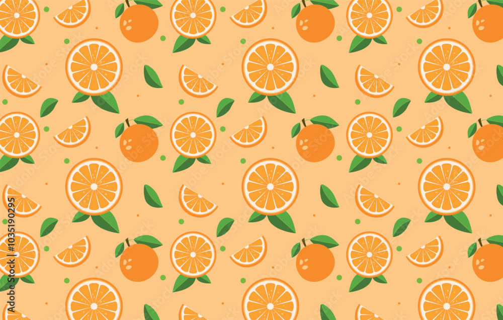 Seamless pattern with fresh orange fruitі. Vector orange slices citrus repeat pattern for decoration and print. Citrus repetition pattern Seamless pattern with fresh orange fruitі. Vector orange slices citrus repeat pattern for decoration and print. Citrus repetition pattern
