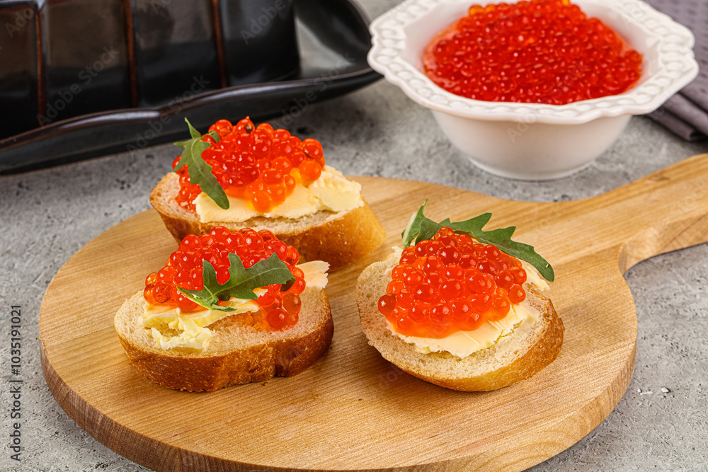 Luxury toast with red caviar Luxury toast with red caviar