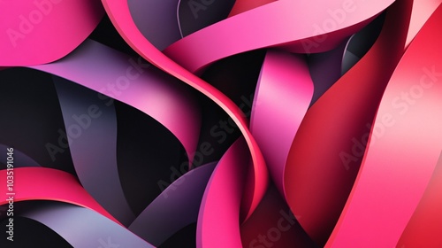 Wallpaper Mural Colorful abstract design featuring flowing ribbons in shades of pink and purple against a dark background, perfect for creative projects. Torontodigital.ca