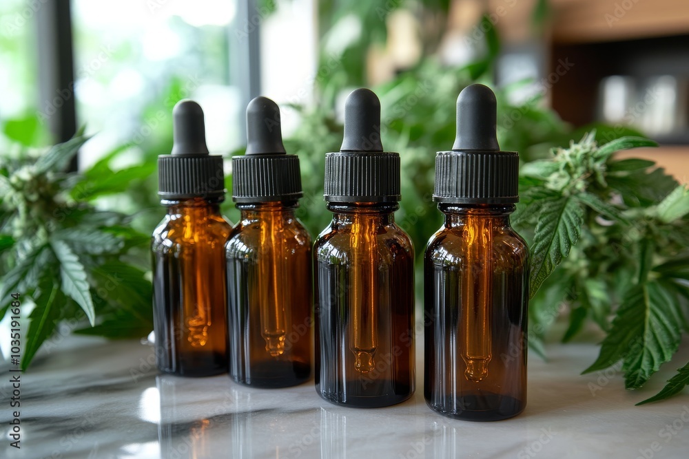 Row of amber glass bottles filled with essential oils set against a backdrop of lush greenery symbolizing natural wellness plant based healing and holistic care Row of amber glass bottles filled with essential oils set against a backdrop of lush greenery symbolizing natural wellness plant based healing and holistic care