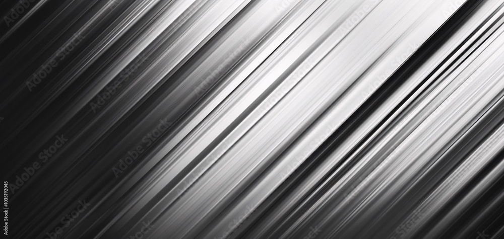 Obraz premium Abstract grayscale background featuring smooth, flowing diagonal lines creating a dynamic sense of movement and depth.