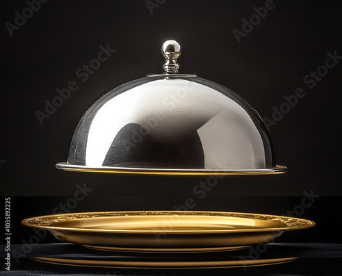 Set opened cloche on white background. 3d illustration