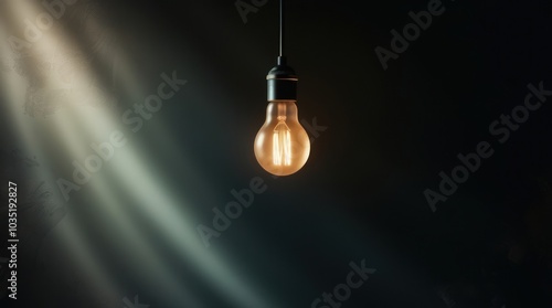 Wallpaper Mural A Vintage Light Bulb Hangs in a Darkened Room, Casting a Warm Glow Against the Shadows Torontodigital.ca