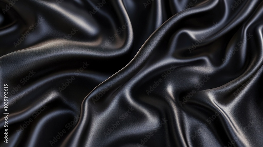 Smooth Black Satin Fabric Texture Close-Up Smooth Black Satin Fabric Texture Close-Up