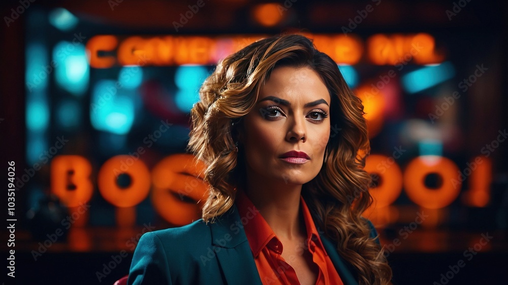 Obraz premium Empowering Boss Lady Typography Design in Low Light