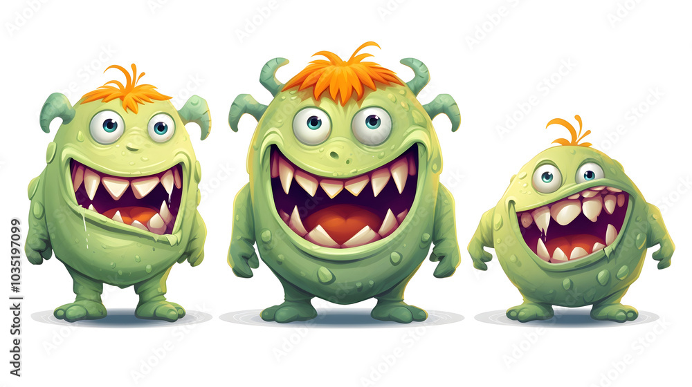 Fototapeta premium Funny cartoon zombie, cartoon monsters, game art, mascot design