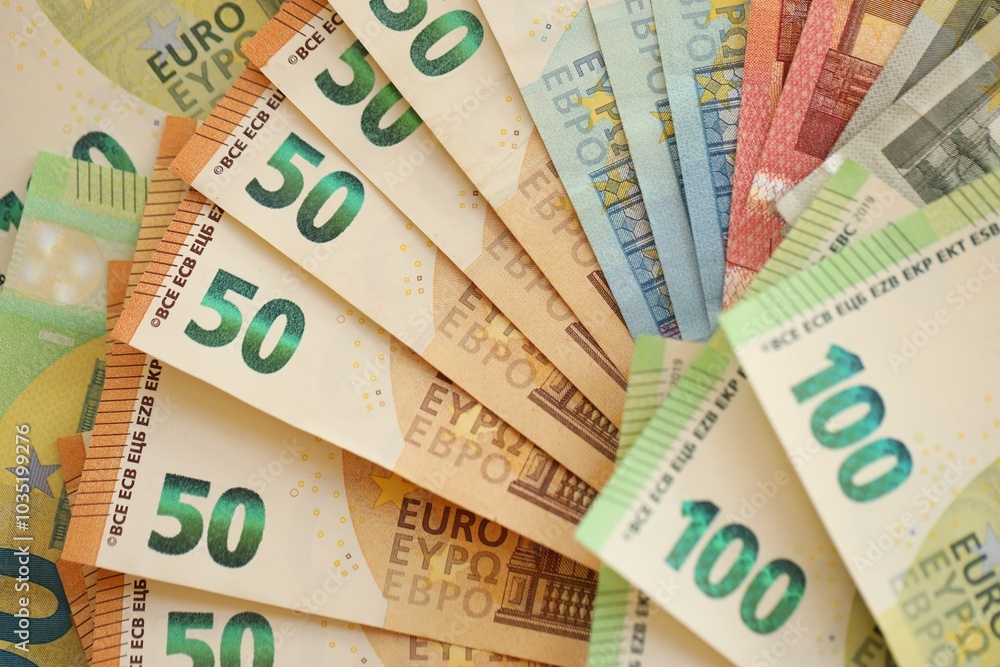 Pile of euro paper banknotes as finance background Pile of euro paper banknotes as finance background