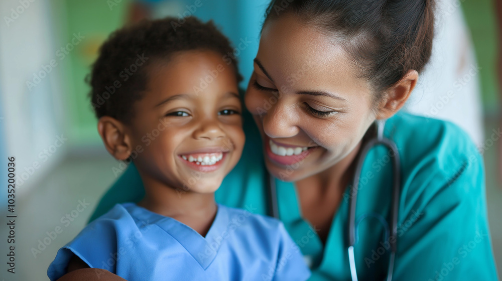 Nurse Giving a Child Patient a Comforting Smile Nurse Giving a Child Patient a Comforting Smile
