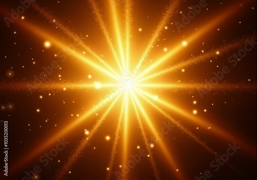 Radiant Beams of Gold Light - Shining Design Representing Spiritual Energy and Hopeful Illumination