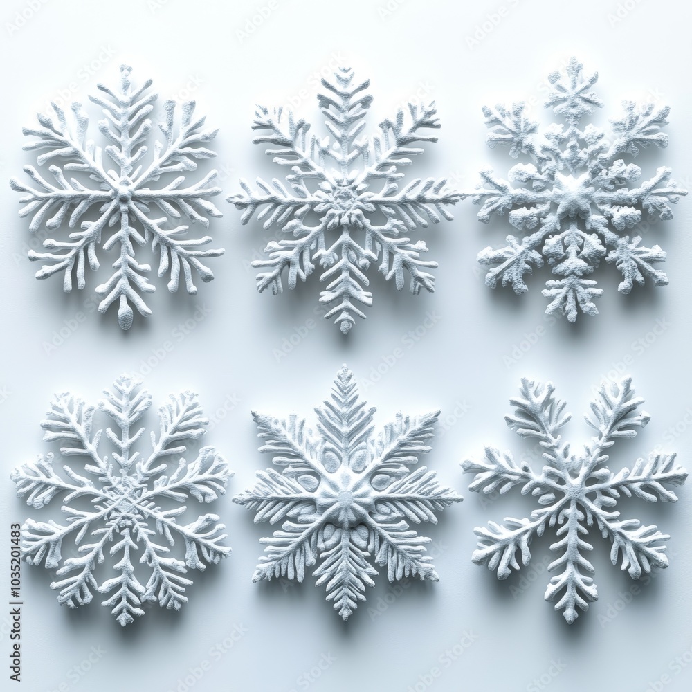 Snowcaps, icicles, snowballs, and snowdrifts isolated on white background in 3D Snowcaps, icicles, snowballs, and snowdrifts isolated on white background in 3D
