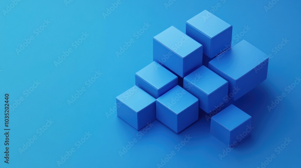 Blue Cubes on a Blue Background Blue Cubes on a Blue Background