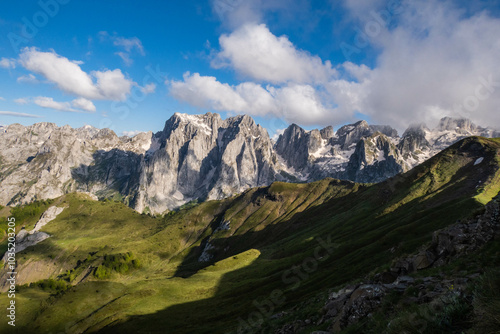 Stunning mountain scenery in Prokletije National Park, Accursed Mountains, Grebaje, Montenegro photo