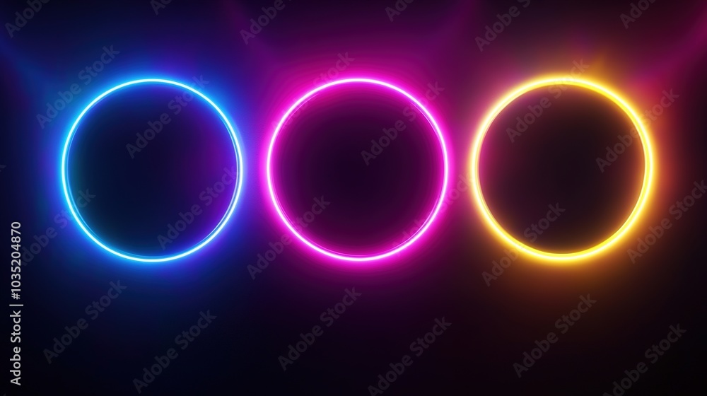 Vibrant Neon Circles on Dark Background Vibrant Neon Circles on Dark Background