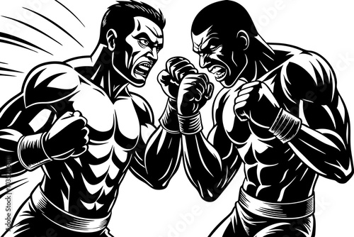 Intense Comic Book Style Boxing Match Illustration