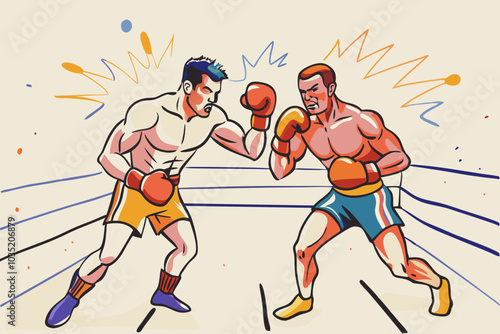 Intense Boxing Match Showdown Between Fierce Competitors