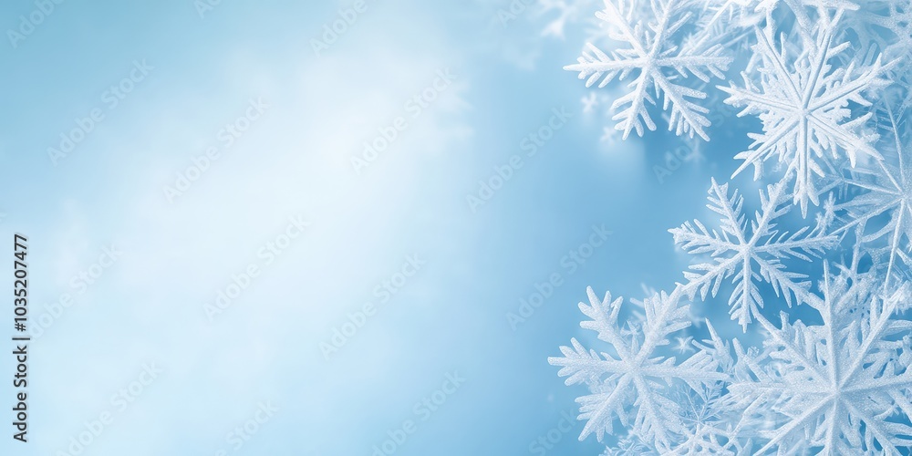 Winter Snowflakes on Soft Blue Background Winter Snowflakes on Soft Blue Background