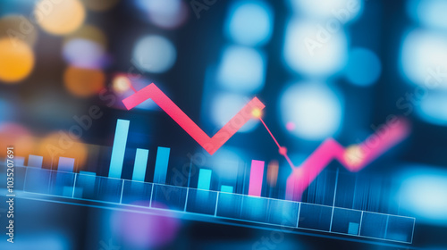 Wallpaper Mural Abstract business smart city and charts and graphs with statistics to innovative analyze business potential and forecast future development of companies growth. Torontodigital.ca