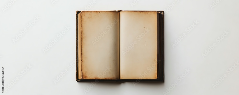 Fototapeta premium Topview vector mockup of a hardcover book on a white background, blank and ready for promotional use in brochures, catalogs, and magazine layouts