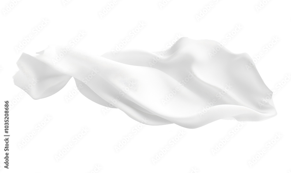 Floating elegant white fabric on transparent background Floating elegant white fabric on transparent background