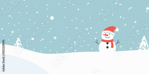 An illustration depicts a cheerful snowman standing proudly on a snow-covered hill, with a bright smile and a carrot nose, surrounded by a sparkling winter landscape.