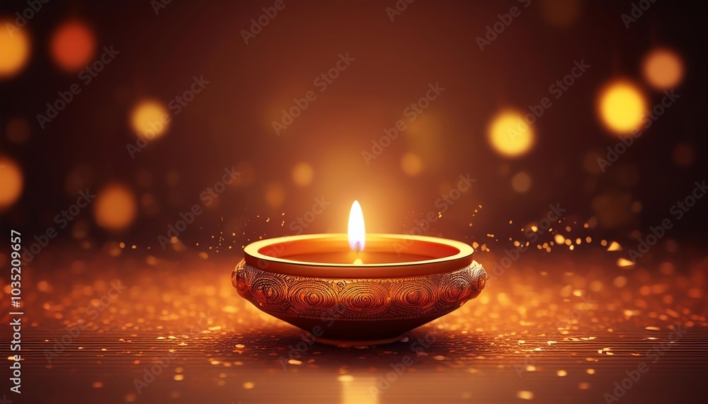 A glowing candle in a decorative holder, surrounded by warm lights and sparkling particles, creating a serene and inviting atmosphere. A glowing candle in a decorative holder, surrounded by warm lights and sparkling particles, creating a serene and inviting atmosphere.